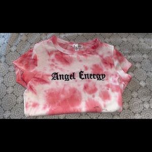 Pink Graphic Embroidered Angel Energy Tee